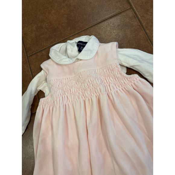 Ralph Lauren baby girls pink smocked velour dress 12-18 months - Picture 2 of 6